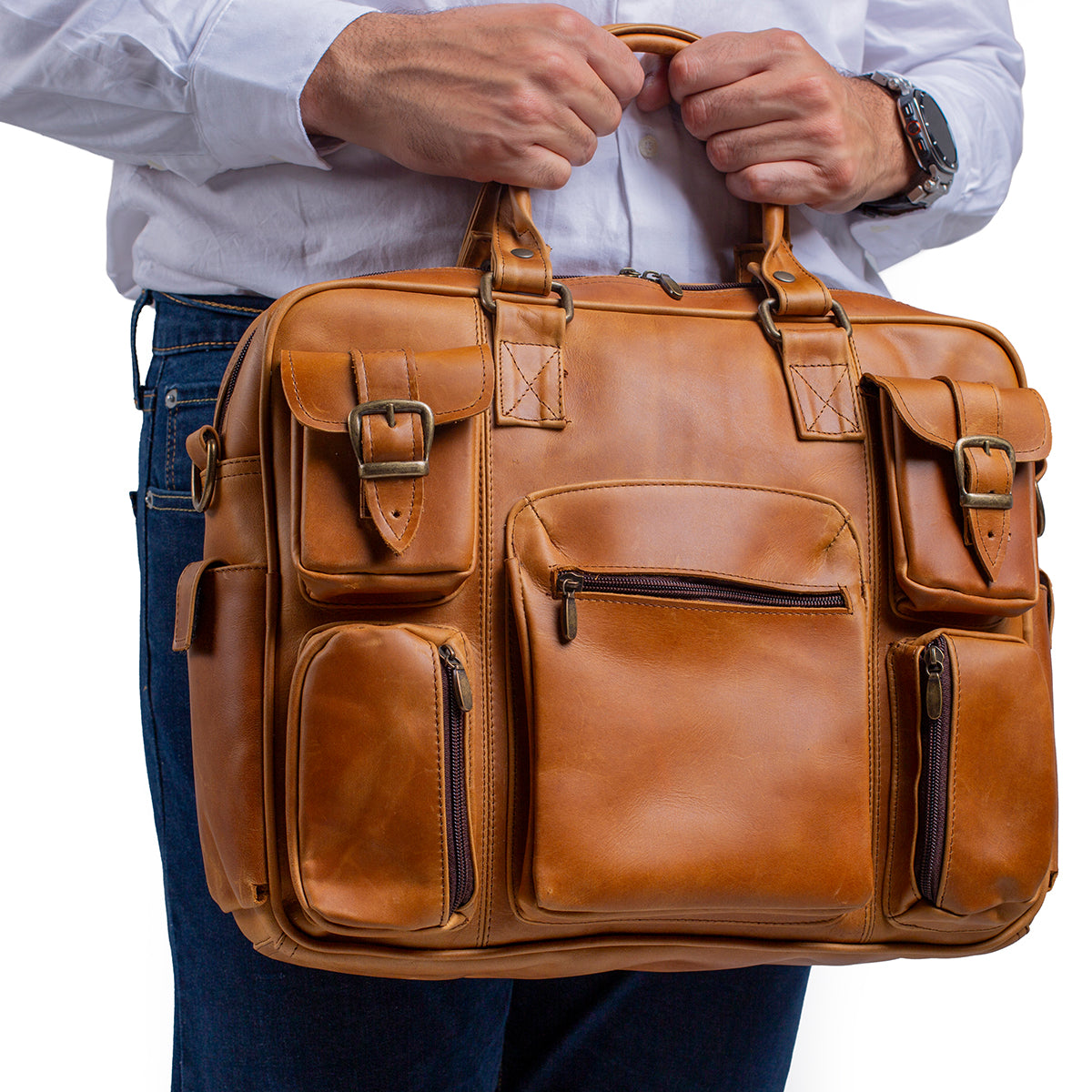 Portafolio piel genuina castelli laptop 17 pulgadas hombre