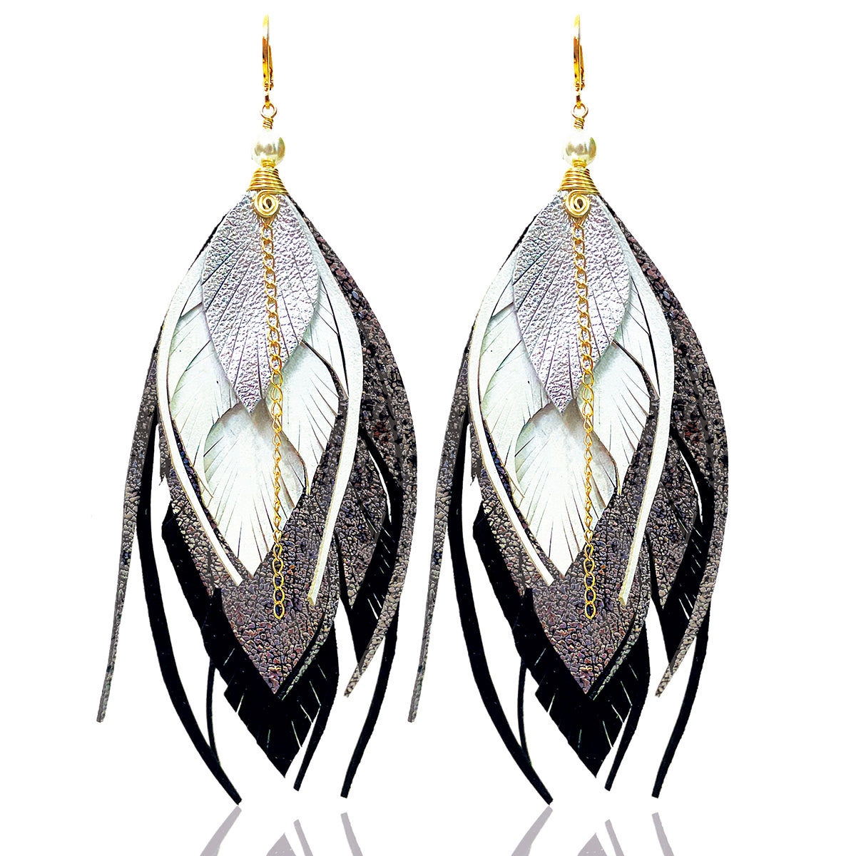 Aretes largos de mujer VANGANIA negros regalo mujer joyería-Unitalla