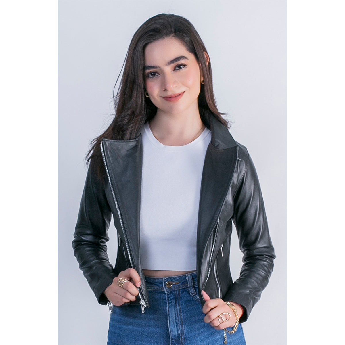 Chamarra piel borrego mujer castelli dama cuello clásico-L