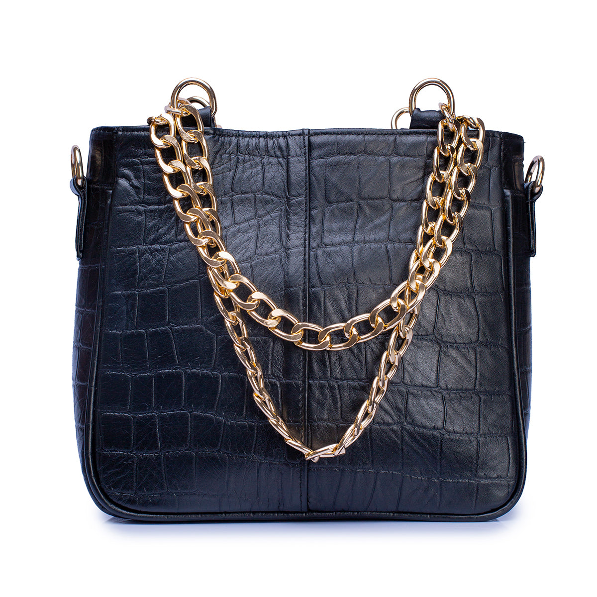 Bolsa castelli dama croco piel genuina correa desmontable
