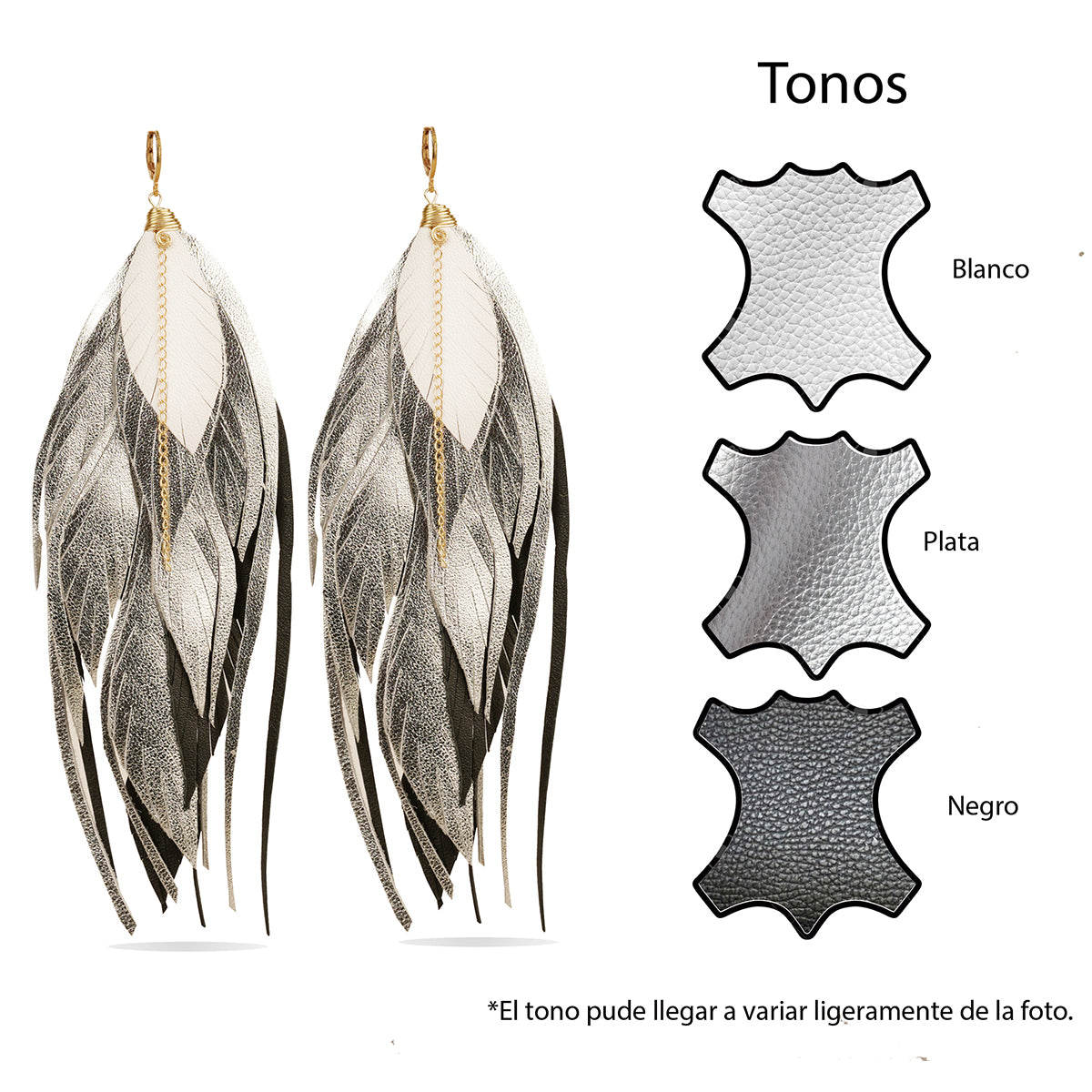 Aretes Multipluma Silver White regalo para mujer vangania-19CM