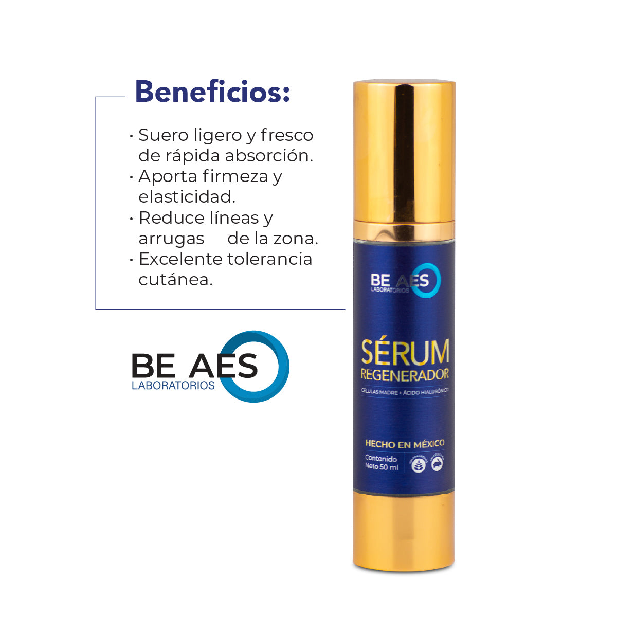 Serum facial BE AES células madre y ácido hialurónico 50 ml