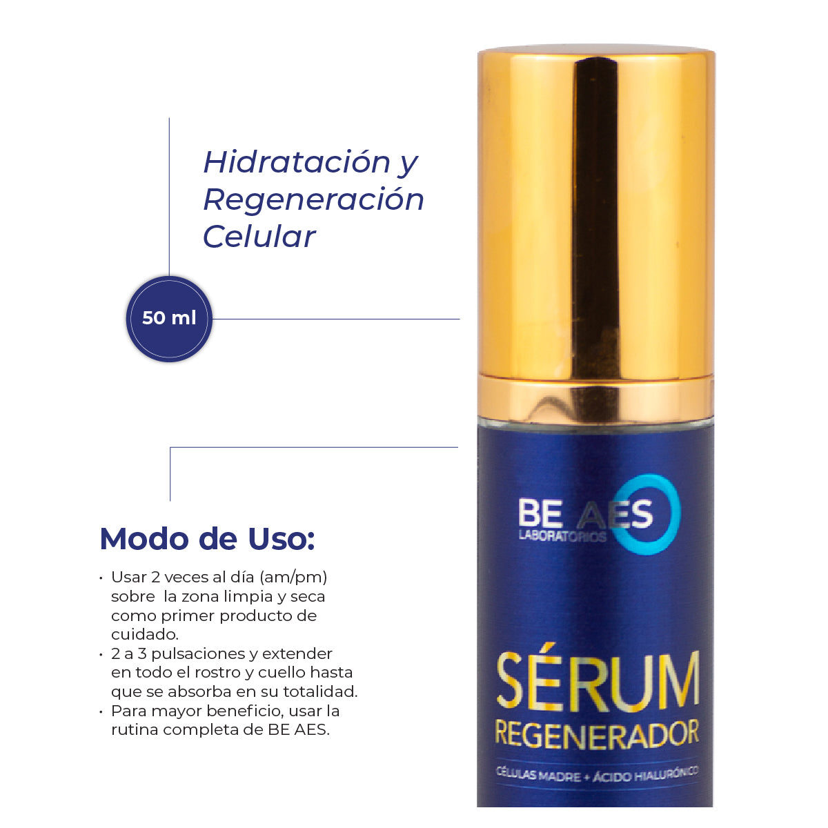 Serum facial BE AES células madre y ácido hialurónico 50 ml