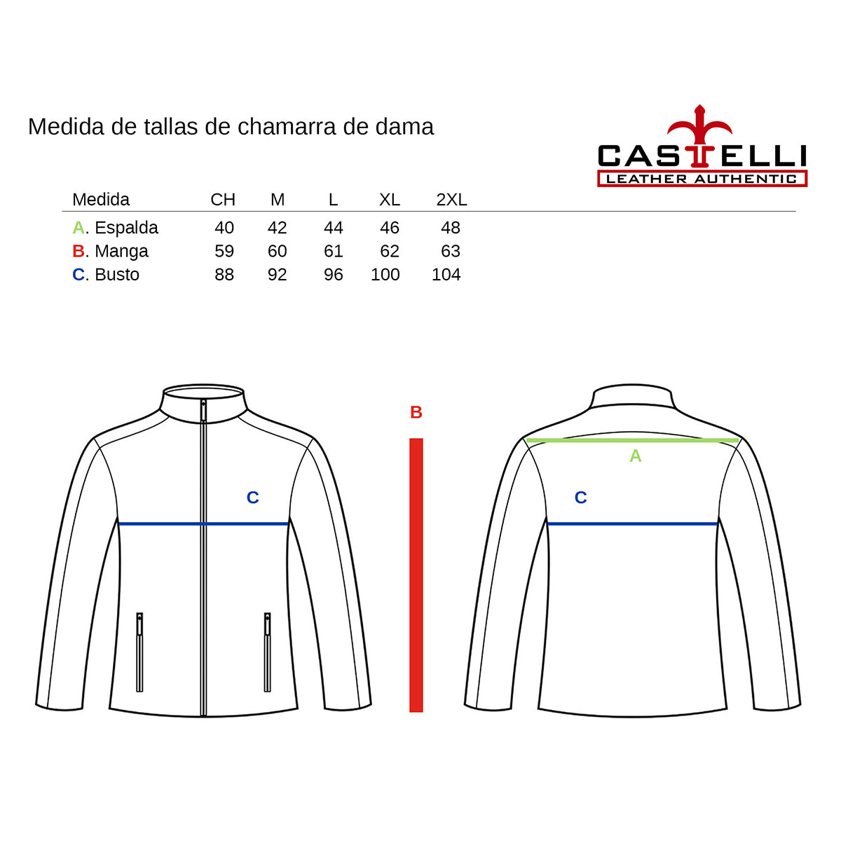 Chamarra de piel mujer castelli cuello mao elegante dama-XL