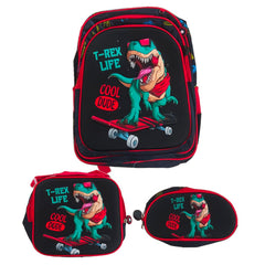Mochila Escolar 3 pz mochila led 16 pulgadas lonchera y lapicera T-Rex