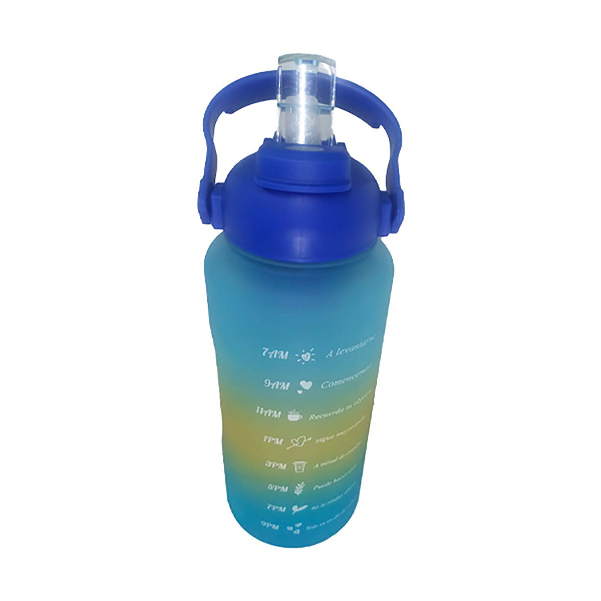 Botellas motivacionales deportivas 3 en 1 tricolor de 2 litros