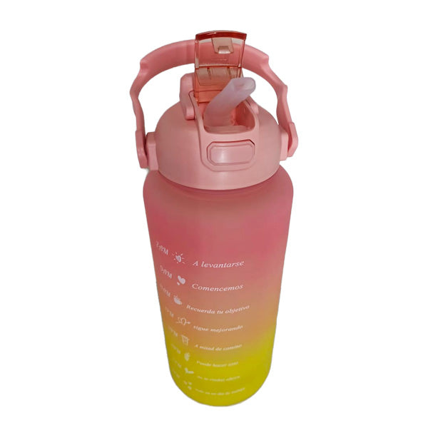 Botellas motivacionales deportivas 3 en 1 tricolor de 2 litros