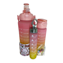 Botellas motivacionales deportivas 3 en 1 tricolor de 2 litros