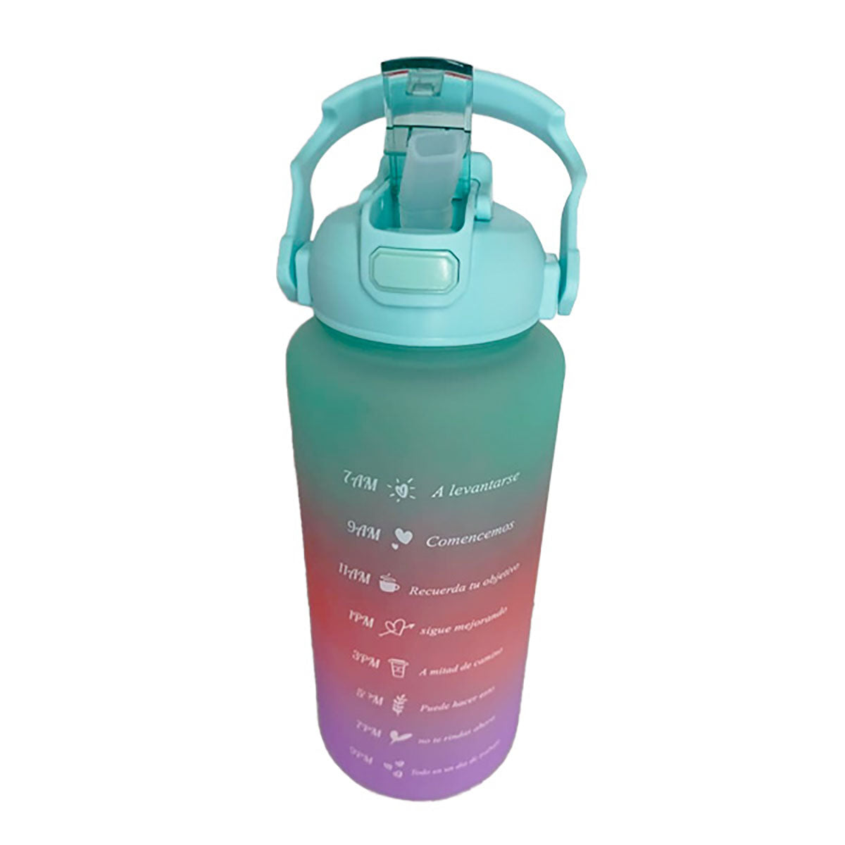 Botellas motivacionales deportivas 3 en 1 tricolor de 2 litros